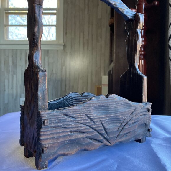 Rustic Dark Wood Caddy - Picture 2 of 7